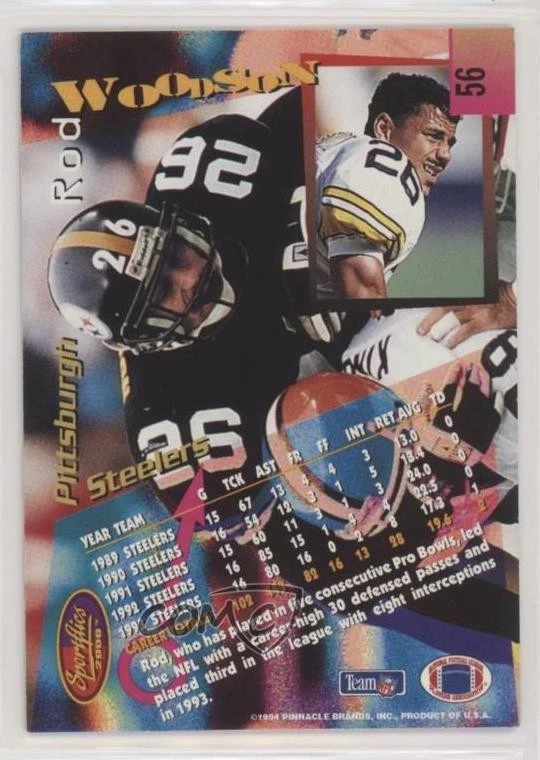 1994 Sportflics 2000 Rod Woodson #56 HOF - Image 2 of 2
