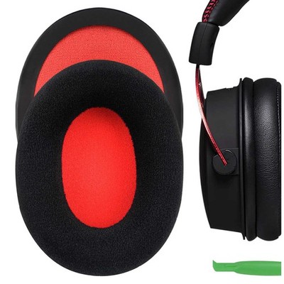 Geekria Ear Pads for HyperX Cloud 2, Cloud 3 Gaming Headphones (Black / Red)