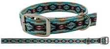 Showman Couture Teal Southwest Design Nylon Dog Collar
