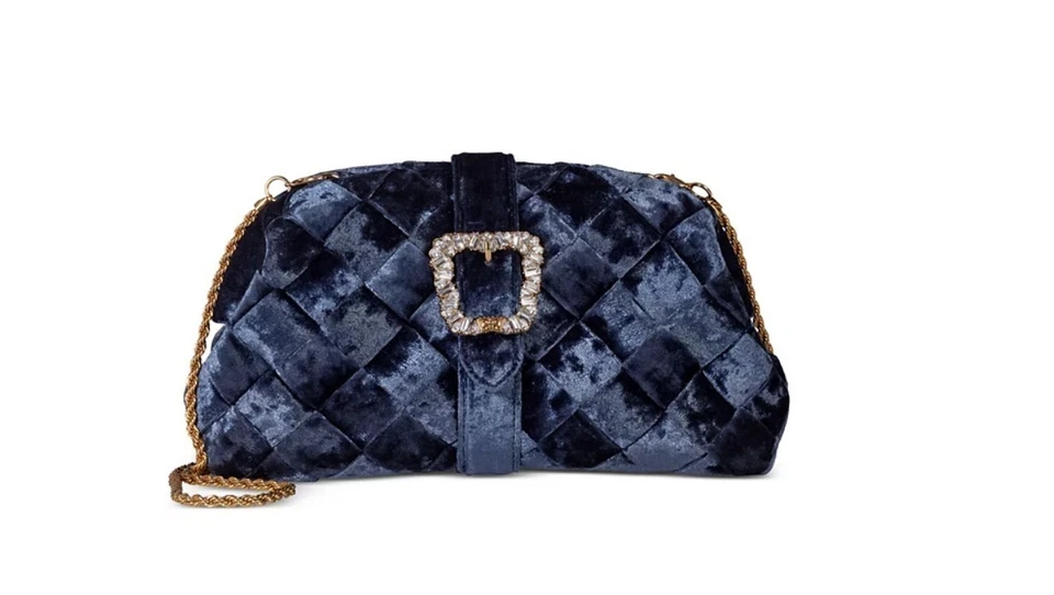 SAM EDELMAN Brit Frame Terciopelo Cristal Hebilla Bolso de Noche - Joya Azul Marino Foto 2 de 4