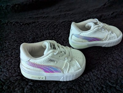 PUMA Baby Jada Slip On Holo Rainbow Sneaker White Silver Size 4C Girl Shoe 