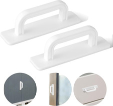 2 Pack White Adhesive Stick-On Cabinet Handles   No Drill Peel  Stick Pulls