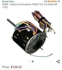 MARS - Motors 10463 1/6, 1/5, 1/4, 1/3, 1/2 Multi-HP 115V 4 Speed 1075 RPM, Rev.