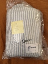 QUINCE EUROPEAN LINEN DUVET COVER TWIN SHAM BLUE STRIPE NWT