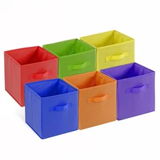 6 Packs 11 Inch Rainbow Color Storage Cube Bins, Colorful Storage Baskets For...
