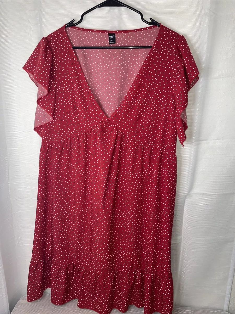 Shein Curve Womens Dress Size 2XL Red Polka Dot 100% Polyester