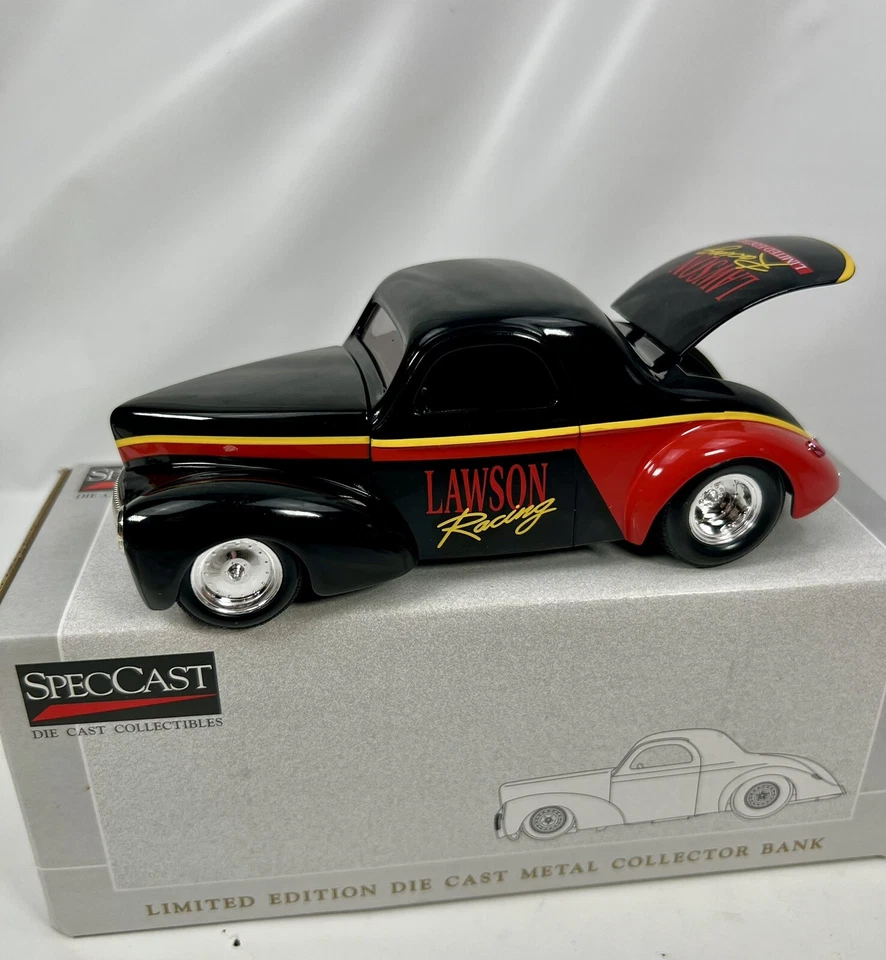 Speccast Lawson Racing 1941 Willys Coupe Street Rod  Car Bank New In Box - Image 3 of 4