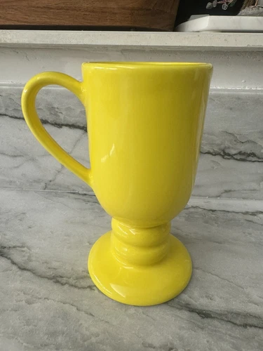 Vintage McCoy Pottery Footed Pedestal Mugs Yellow Glaze USA 265