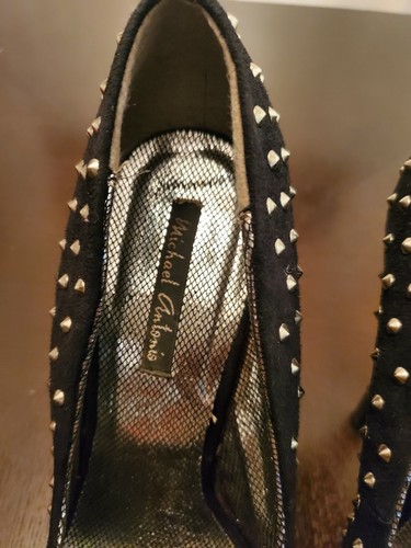 Michael Antonio Studded Almond Toe Suede Platform Pumps Black Size 8.5 - Picture 5 of 12