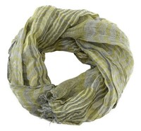 Gecrashter Schal In Gelb Oliv Grau Gestreift Mit Fransen - Gr. 160 X 60 Cm