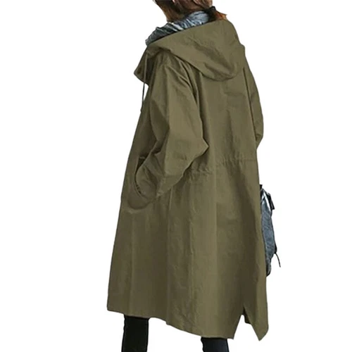 Damen Wind Regenmantel Waldjacke Damen Oversize Kapuze Trenchcoat Outdoor - Bild 12 von 31