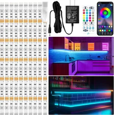 LAFULIT 10 PCS RGB under Cabinet Lights Kit, App and Remote Control Led Strip Li