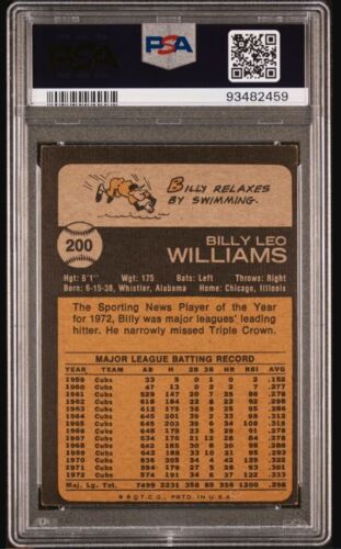 1973 Topps Billy Williams HOF Signed Baseball Card PSA 5 DNA Certified 10 Pop 1 - Picture 2 of 3