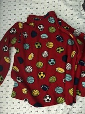 Boys Children's Two Piece Long Sleeve Pants Pajama Set Size M Large Sports Theme