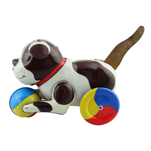 Blechspielzeug Hund mit buntem Ball Blechhund - Bild 2 von 12