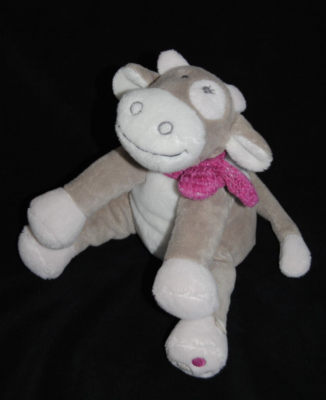 Peluche NOUKIE'S NOUKIES doudou vache gris rose Victoria et Lucie