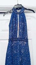 Evenings Sequin Lace Gown Dress Size S royal Blue Elegant Evening Cruise Party