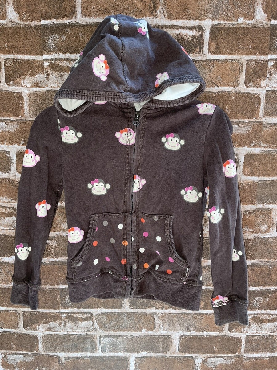 THE CHILDRENS PLACE GIRLS XS 4 MONKEY HOODIE BROWN FULL ZIP