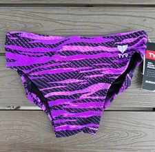 TYR Men's Durafast Elite Crypsis Purple/black Allover Racer Brief SZ 32 New