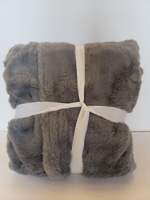 UGG PLUSH FAUX FUR REVERSIBLE BLANKET THROW BLANKET CHAMBRAY GREY
