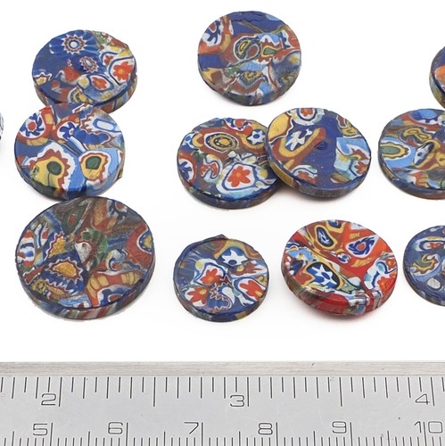 Lot (13) Czech vintage millefiori cane glass cabochons - Picture 3 of 3