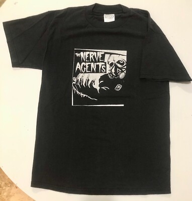 RARE Vtg Vintage THE NERVE AGENTS Black T Shirt Punk Hardcore 