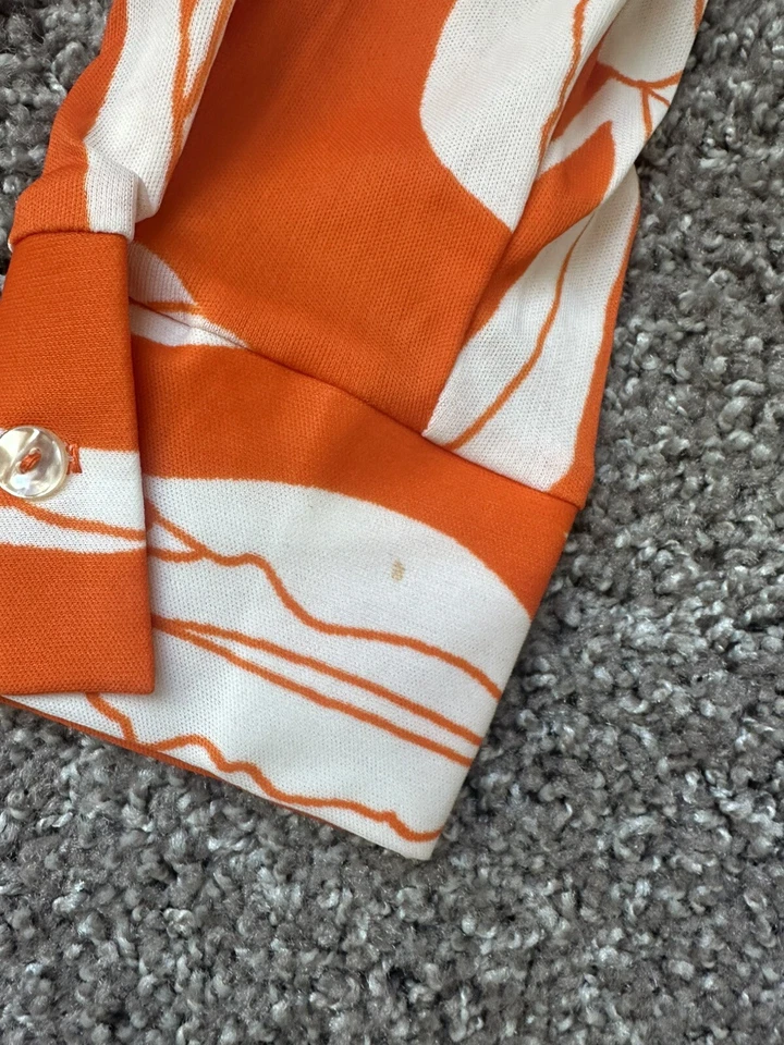 Vintage Sears Perma Prest Outfit Button Down/pants 16 MCM Mod Color Block Floral - Image 2 of 4