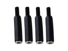 4 x jack coupling - 6.3 mm black... stereo - jack for soldering