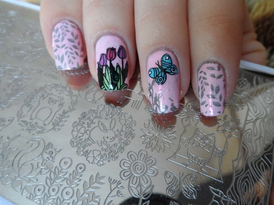 Plantilla de manicura estampado arte en uñas animal del bosque L018 Foto 4 de 4
