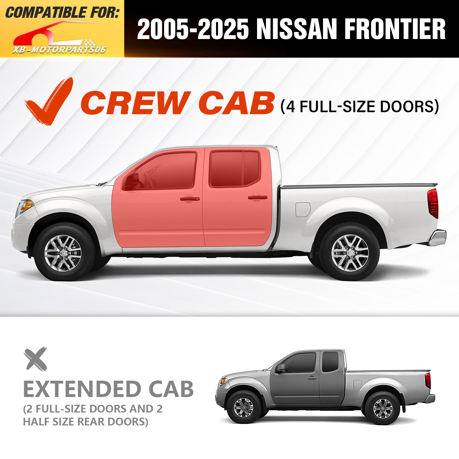 Three Raised Steps Running Boards For 2005-2025 Nissan Frontier Crew Cab Bolt-on