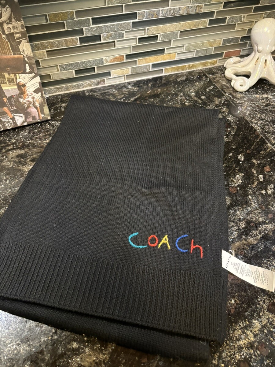 COACH REXY MERINO WOOL MUFFLER SCARF Black CF857 | eBay