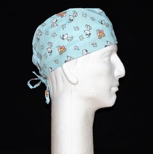 Peanuts Gang Characters Small Snoopy Easter on sky blue theme scrub hat