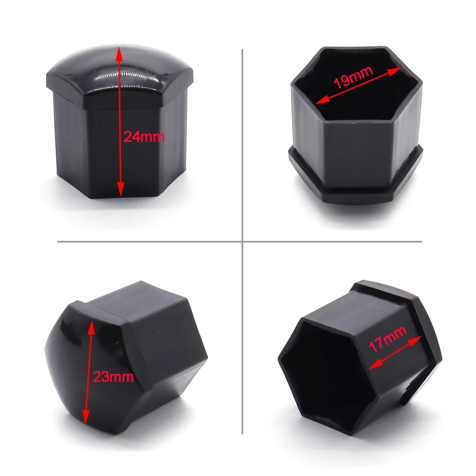 Set of 20 Universal 19mm Black Car Wheel Hub Lug Nut Cap Cover Bolt Protector US - Изображение 3 из 4