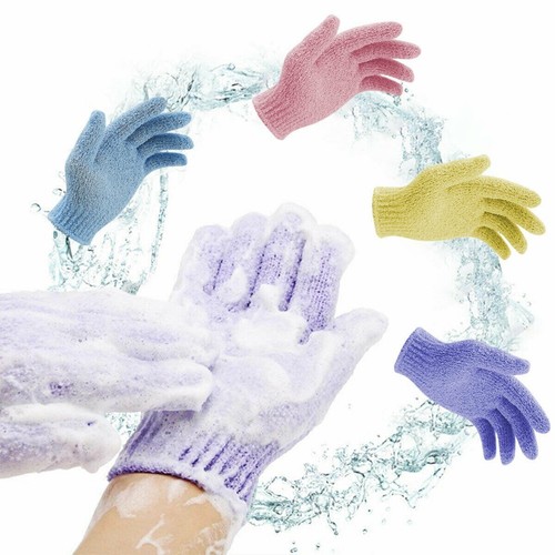 4 guantes exfoliantes exfoliantes corporales ducha baño mitt masaje de piel spa - Imagen 12 de 36
