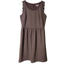 Ann Taylor Loft Taupe Sheath Dress Scalloped Hem Sleeveless Women 10
