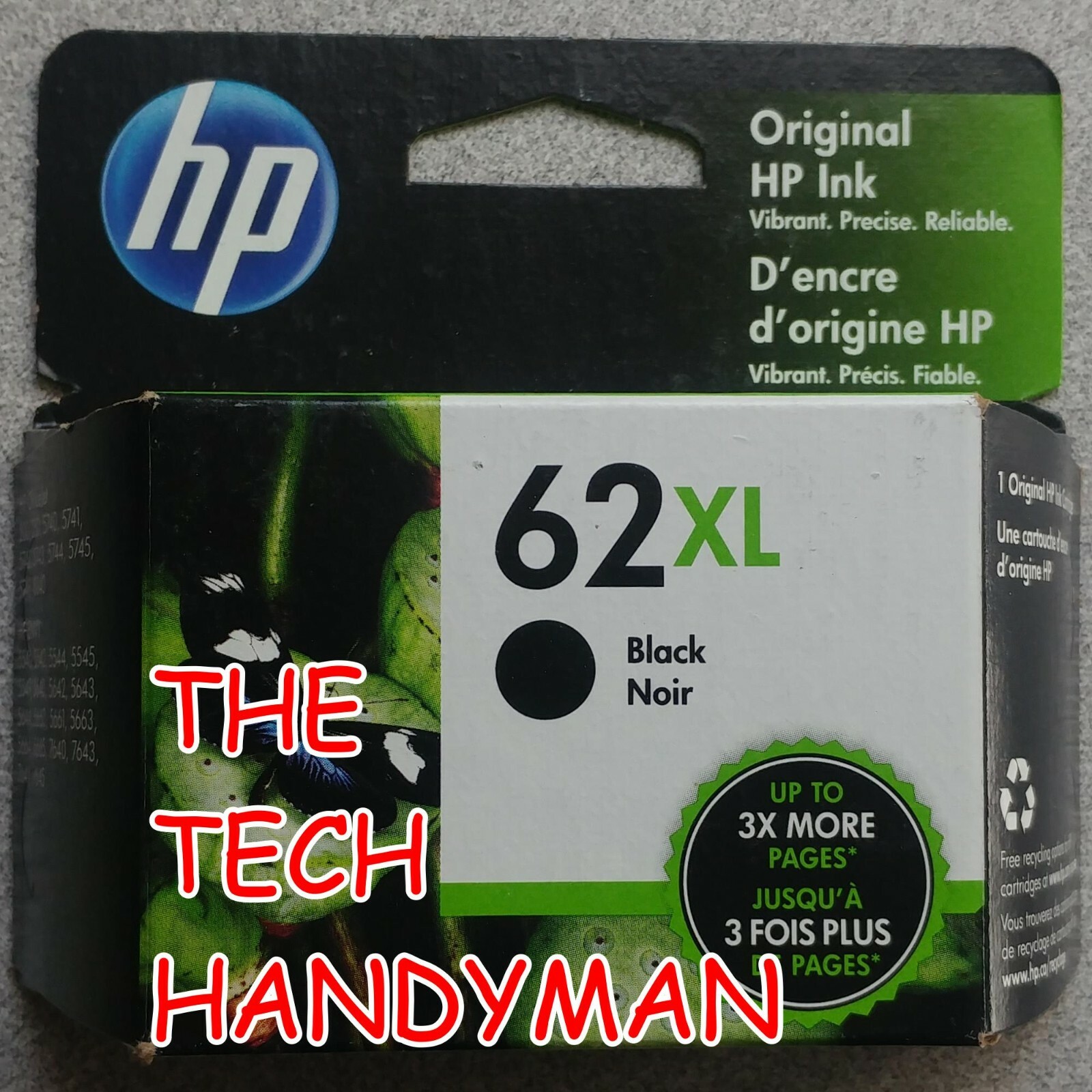 1-Pack Remanufactured Color Ink Cartridge - Compatible With HP 62XL For ENVY 5540, 5544, 5545, 5549