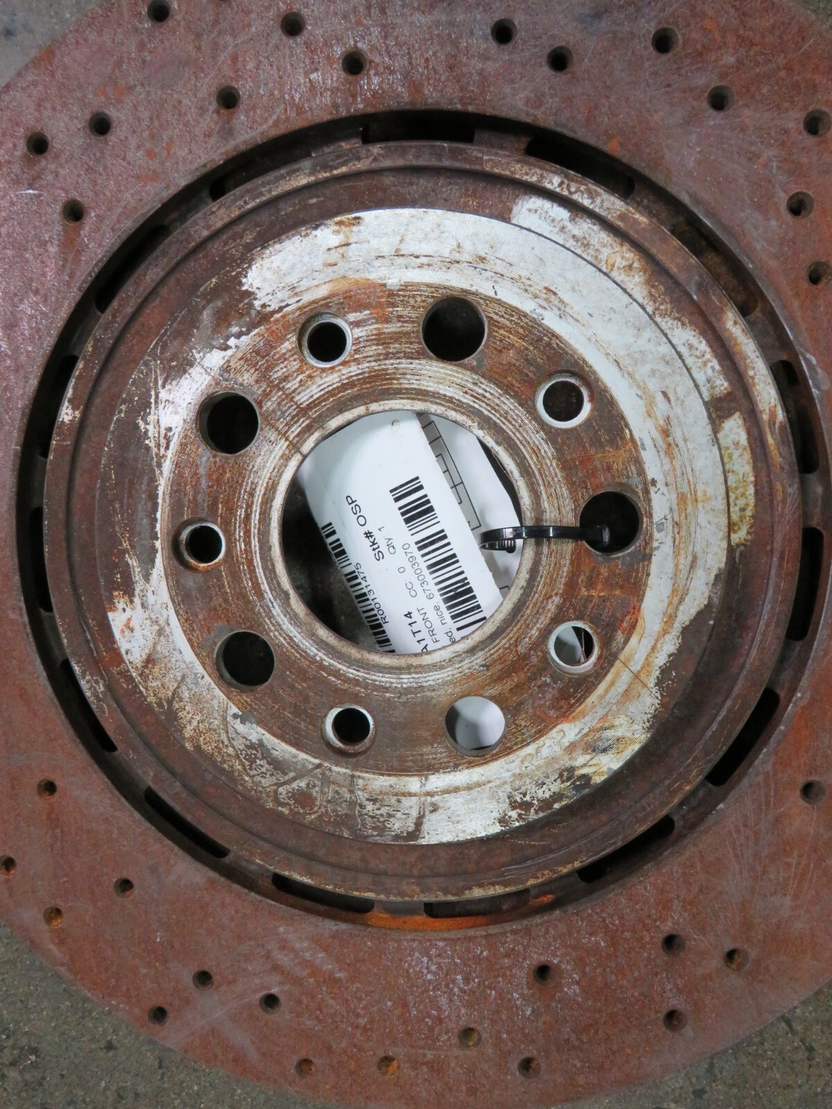 2014 Maserati Quattroporte, Front Brake Rotor, Cross Drilled, Used P/N 673003970