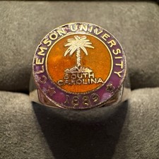 Vintage 14K GF Clemson Purple & Orange Enamel on NEW Sterling Silver Signet Ring