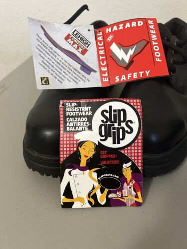 Slip Grips Women's 7M Steel Toe NEW Slip Resistant Total Work Shoes, Leather Blk - Picture 2 of 10