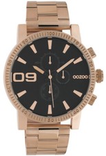 ooZoo Armbanduhr Herrenuhr C10708 rosegold schwarz Ø45 Edelstahl Gliederband