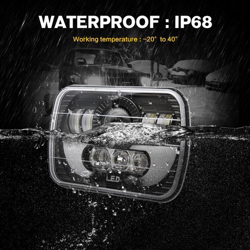 DOT Negro 7x6" Faro LED Alto/Bajo Bombilla de haz sellado para Cherokee XJ Wrangler YJ - Imagen 4 de 11