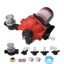 12V Water Pressure Diaphragm Pump Self-Priming Pump 6.5 GPM 70 PSI for RV Yacht