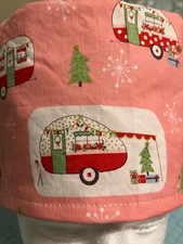 Christmas camper reversible Adult Skull/Chemo Surgical Scrub Hat/Cap