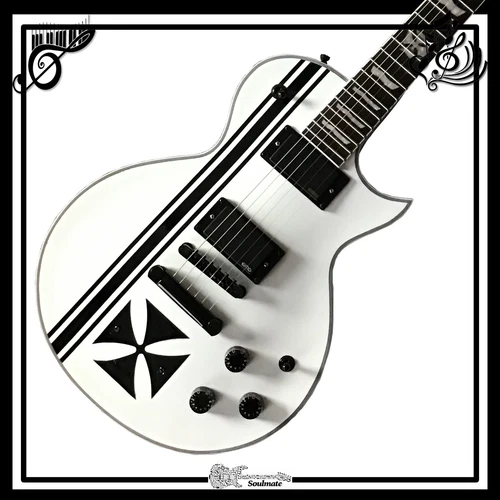 Custom Electric Guitar White Iron Cross Black Hardware Special Signature Guitar 