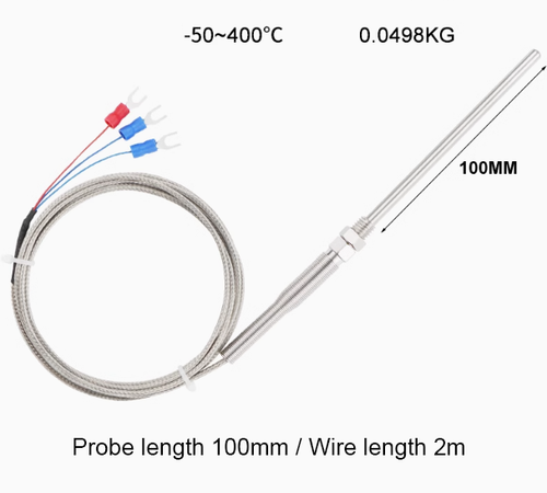 Stainless Steel PT100 Temperature Sensor Probe 3 Wires Cable Thermocouple - Picture 14 of 17