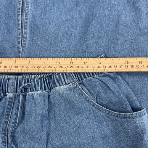 VTG The Quacker Factory Midi Denim Skirt Large 35”L Embroidered Beaded Snow Xmas - Picture 6 of 8