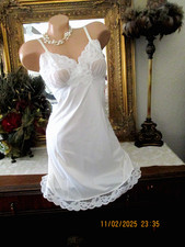 Vintage Van Raalte white Nylon Full Slip Lace Bust Hem 34S lingerie