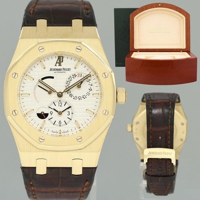 MINT Audemars Piguet AP Royal Oak Yellow Gold 26120ba 39mm White Leather Watch