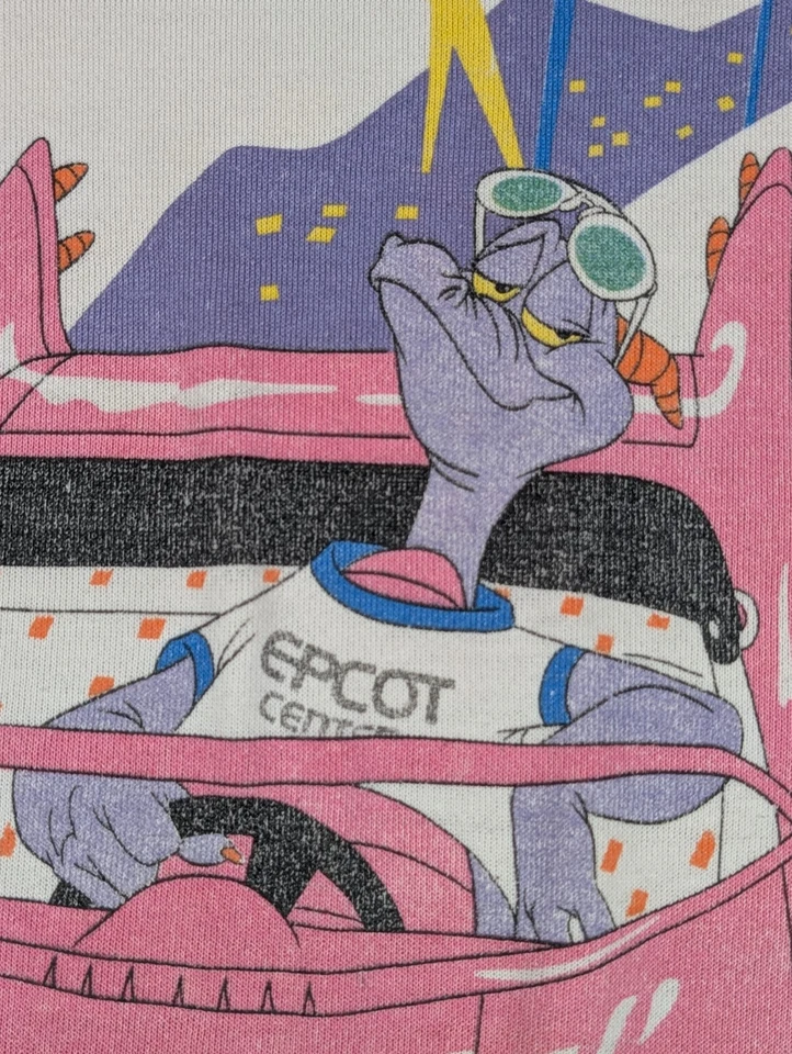 Sudadera De Colección Años 80 Figment Dragon M Walt Disney World Epcot Center 1982 Blanca Foto 2 de 4