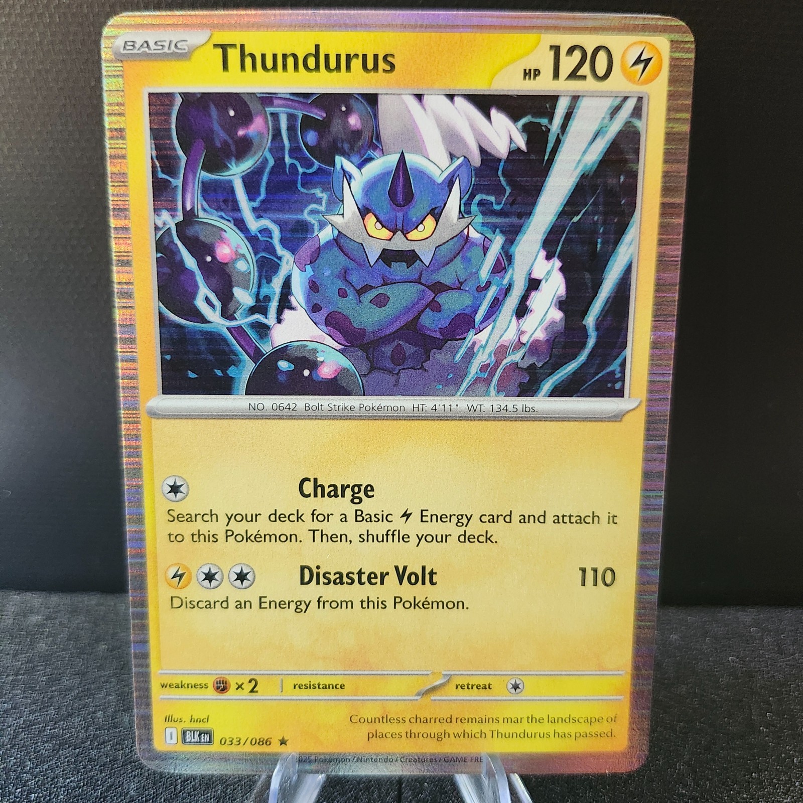 Thundurus 033/086 Rare Holo Black Bolt Pokemon NM